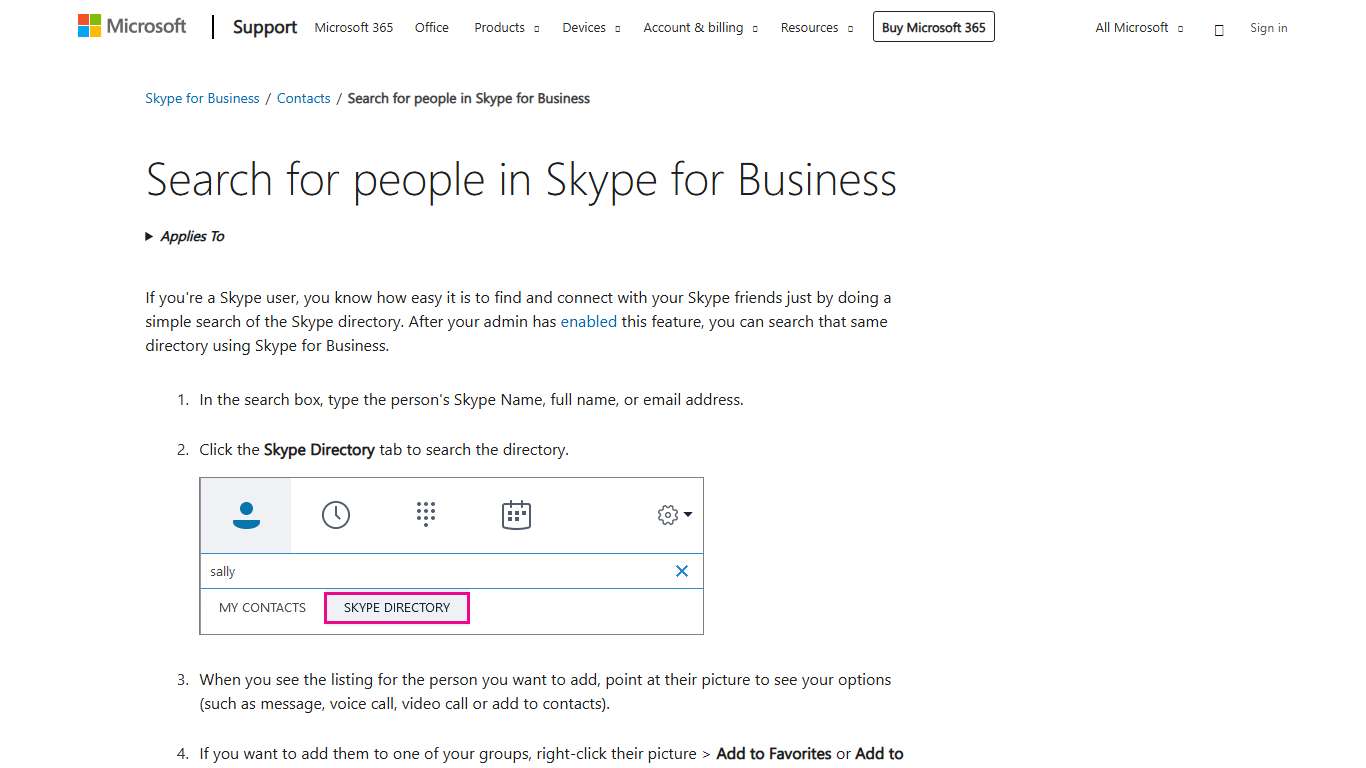 Search for people in Skype for Business - Microsoft Support