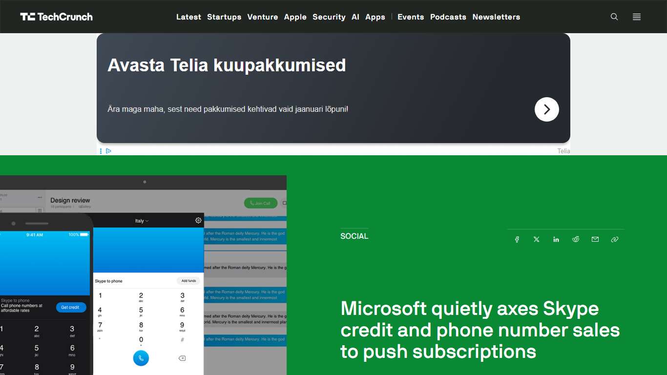 Microsoft quietly axes Skype credit and phone number sales to push subscriptions | TechCrunch