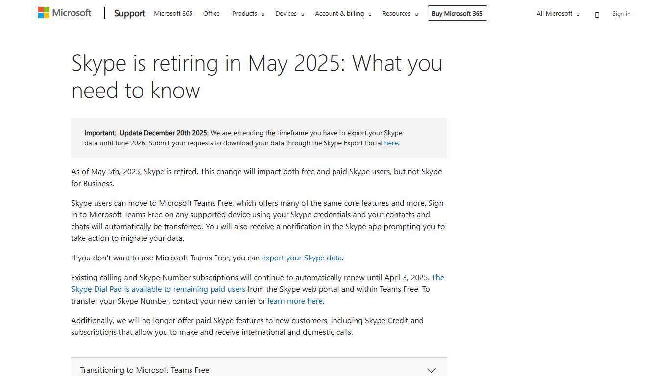 Skype is retiring in May 2025: What you need to know - Microsoft Support
